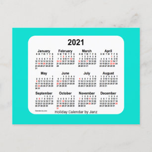 2021 Turquoise Holiday Mini Calendar by Janz