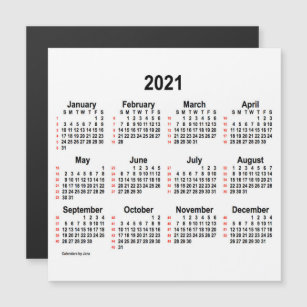 2021 White 52 Weeks Calendar by Janz 5x5 Magnet