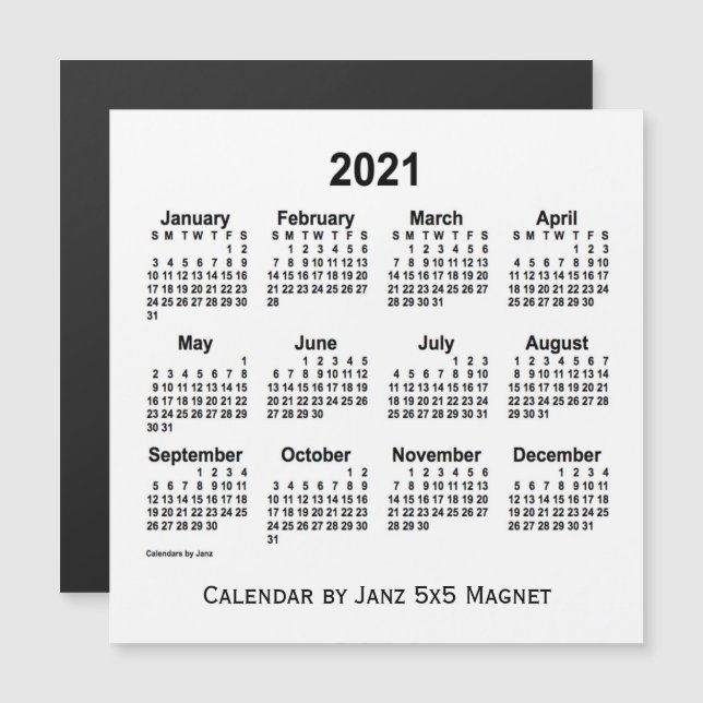 2021 White Calendar by Janz 5x5 Magnet (Front/Back)