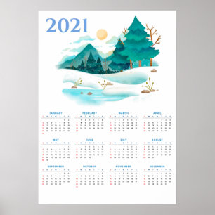 2021 Winter Landscape Calendar Poster
