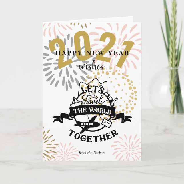 2021 WISHES | Let's Travel The World Together Holiday Card (Front)
