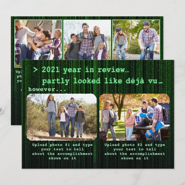 2021 Year in Review Family Photo Collage Christmas Holiday Card (Front/Back)
