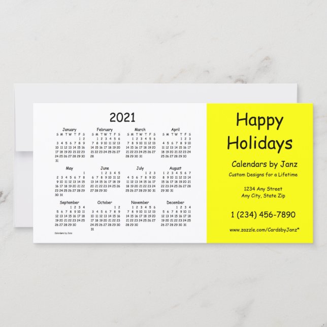 2021 Yellow  Business Calendar by Janz Happy Holiday Card (Front)