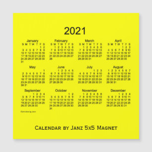 2021 Yellow Calendar by Janz 5x5 Magnet