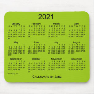 2021 Yellow Green Calendar by Janz Mouse Pad