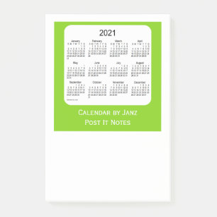 2021 Yellow Green Post It Note Calendars by Janz