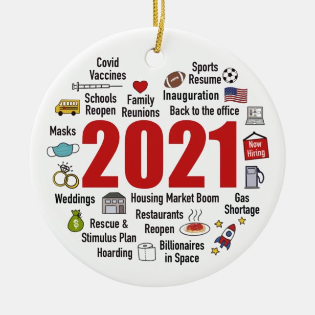 2021Year In Review Pandemic Commemorative  Ceramic Ceramic Ornament (Front)