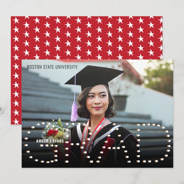2022025 Modern Red Photo Graduation Announcement (Front/Back)