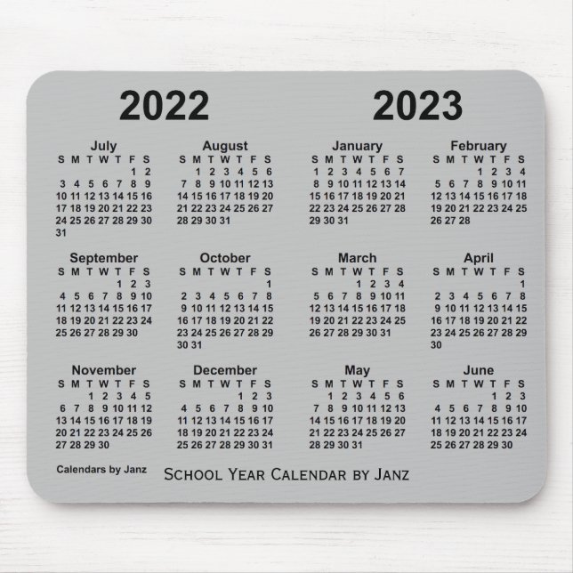 2022-2023 School Year Calendar by Janz Silver Mouse Pad (Front)