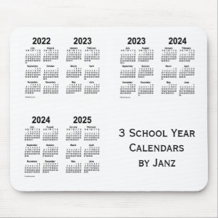 2022-2025 White 3 School Year Calendars by Janz Mouse Pad
