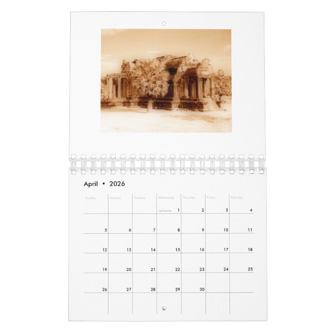 2022 Angkor Wat Sepia Calendar (Apr 2026)