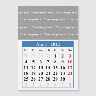 2022 April calendar Magnetic card
