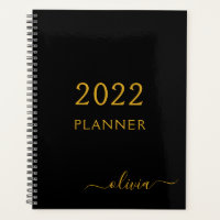 2022 Black Gold Girly Script Monogram Name Modern