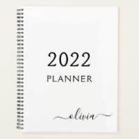 2022 Black White Girly Script Monogram Name Modern