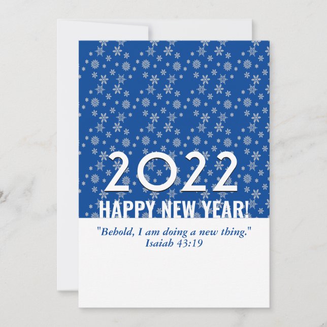 2022 Blue Snowflakes Christian NEW YEAR Holiday Card (Front)