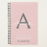 2022 Blush Pink Grey Monogram Elegant Planner<br><div class="desc">2022 Blush Pink and Grey Monogram Name and Initial Spiral Notebook Planner. This makes the perfect sweet 16 birthday,  wedding,  bridal shower,  anniversary,  baby shower or bachelorette party gift for someone that loves glam luxury and chic styles.</div>