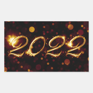 2022 (bokeh lights) rectangular sticker