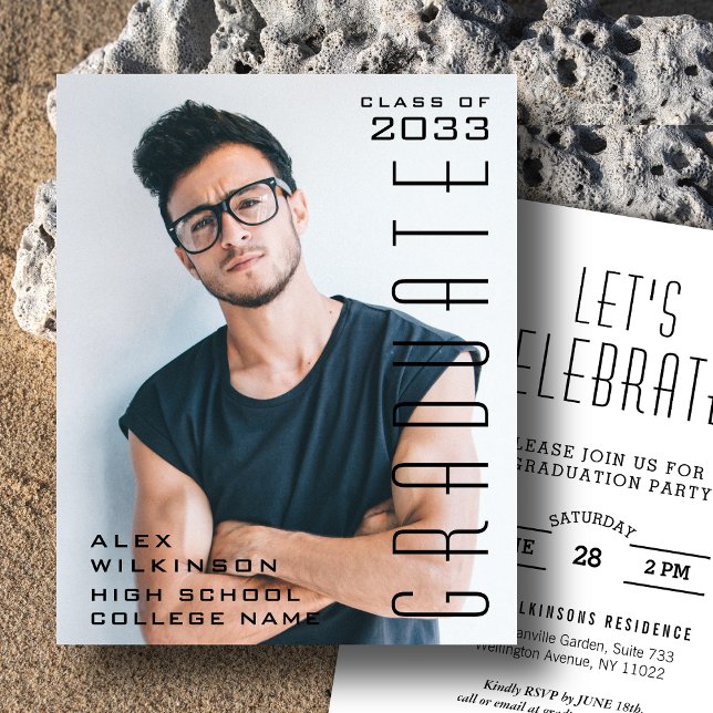 2022 BUDGET Modern Script Photo Grad Invitation (Creator Uploaded)