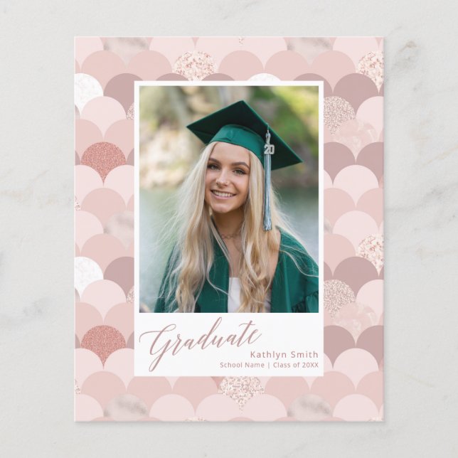 2022 BUDGET Rose Gold Glitter Girl Grad Invitation Flyer (Front)