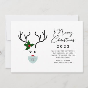 2022 Business Logo Christmas Reindeer Customer Holiday Card