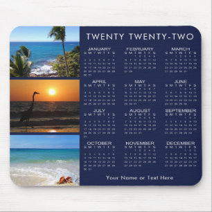 2022 Calendar 3 Photo Collage Your Colour Mouse Pad
