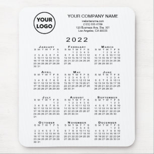 2022 Calendar Business Logo and Text on White Mouse Pad