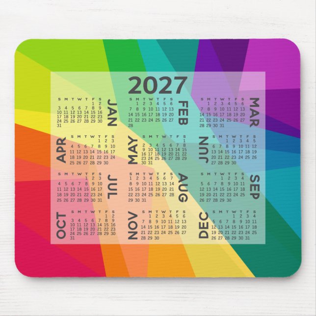 2022 Calendar - colourful rainbow prism Mouse Pad (Front)