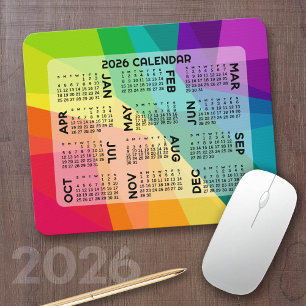 2022 Calendar - colourful rainbow prism Mouse Pad