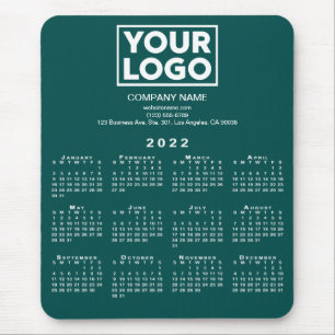 2022 Calendar Company Logo and Text on Blue Green Mouse Pad
