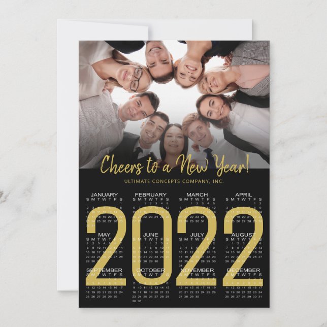 2022 Calendar Corporate Photo CHEERS TO A NEW YEAR Holiday Card (Front)