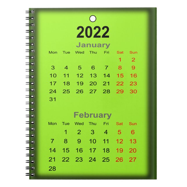2022 Calendar January February print on.. Notebook (Front)
