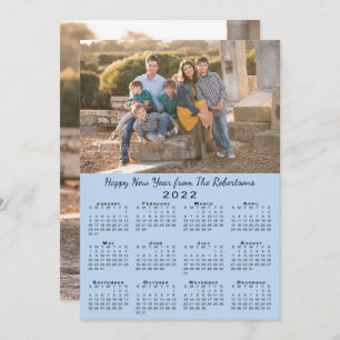 2022 Calendar Light Blue 2 Photos Happy New Year Holiday Card