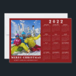 2022 Calendar Minimal MERRY CHRISTMAS Photo Red Holiday Card<br><div class="desc">CONTACT THE DESIGNER FOR THE CURRENT YEAR CALENDAR. Send holiday and New Year greetings with this editable colour greeting holiday card (shown in red) with a photo and a 2022 calendar. Optional editable greeting or message on the back. COLOR CHANGE: Change the red background colour by clicking CUSTOMIZE FURTHER. PHOTO...</div>