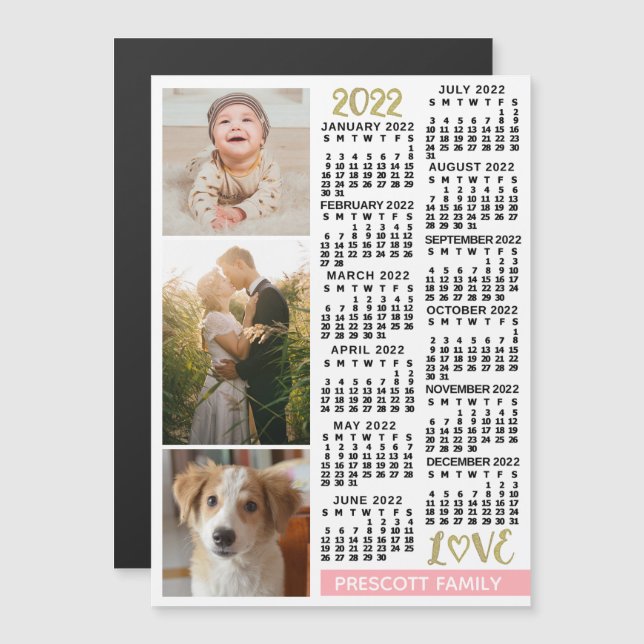 2022 Calendar (See Description for New Version)  Magnetic Invitation (Front/Back)