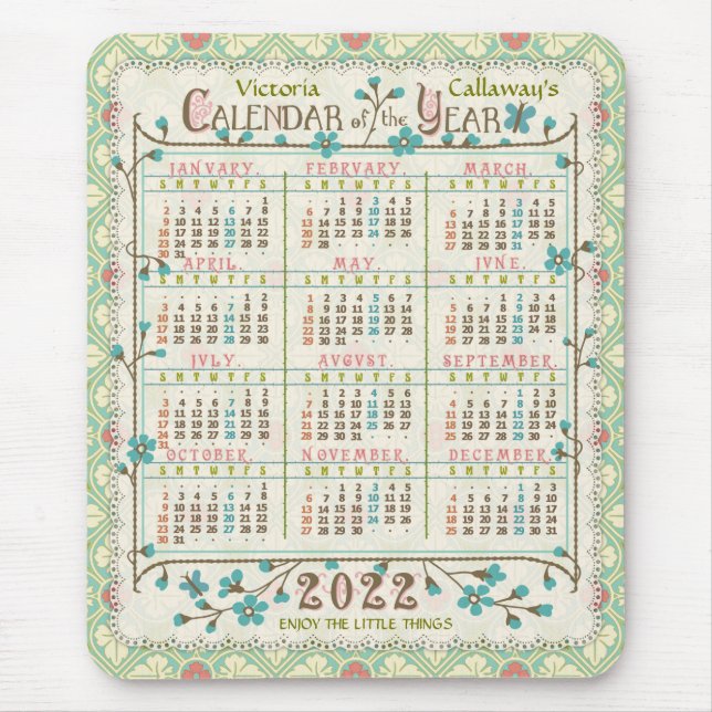 2022 Calendar (See Description for New Version)  Mouse Pad (Front)