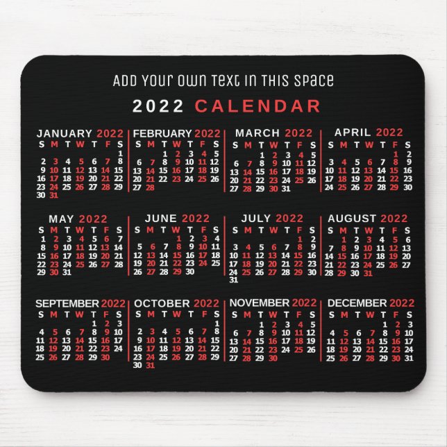 2022 Calendar (See Description for New Version)  Mouse Pad (Front)