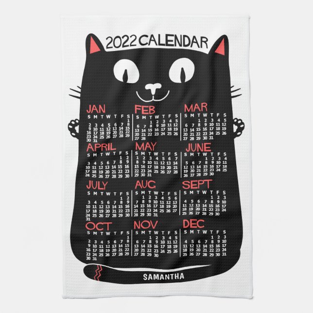 2022 Calendar (See Description for New Version)  Tea Towel (Vertical)