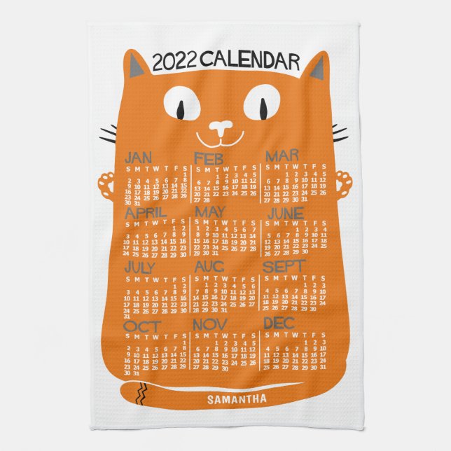2022 Calendar (See Description for New Version)  Tea Towel (Vertical)