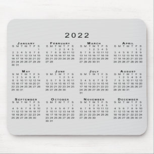 2022 Calendar Simple Grey and Black Mouse Pad