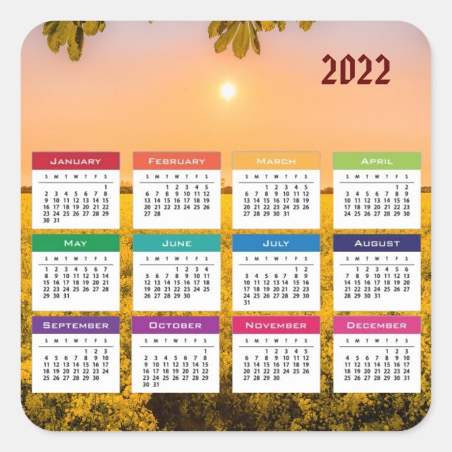 2022 Calendar     Square Sticker (Front)