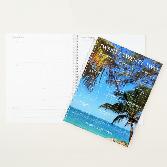 2022 Calendar Tropical Beach or Your Photo Text Planner (Display)