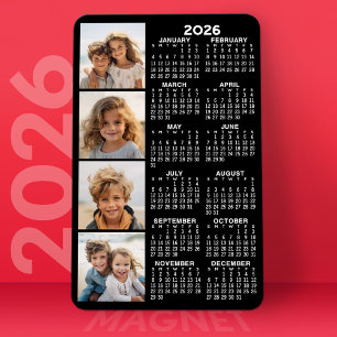 2022 Calendar with 4 Photo Collage - black Magnet