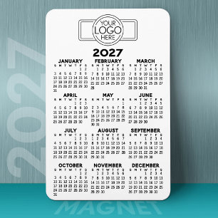 2022 Calendar with Logo Basic Black White Minimal Magnet