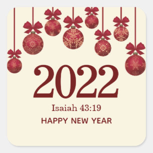 2022 Christian Christmas Happy New Year Square Sticker