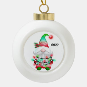 2022 Christmas Gnome Ceramic Ball Christmas Ornament
