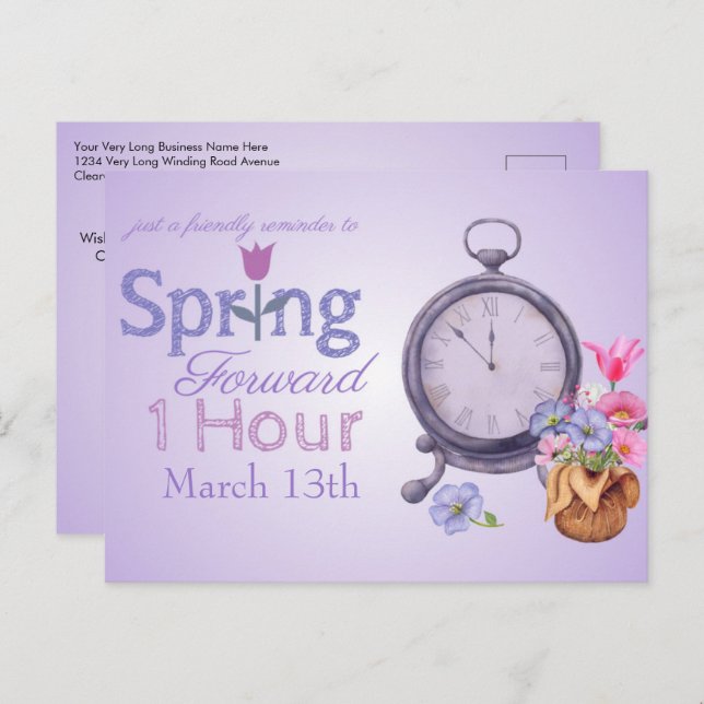 2022 Daylight Savings Time Change Reminder Postcar Postcard (Front/Back)