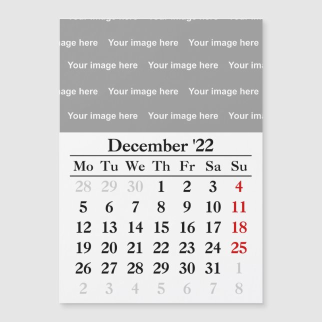 2022 December calendar Magnetic card (Front)