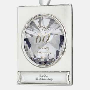 2022 Diamond Wedding 60th Anniversary Silver Plated Banner Ornament
