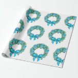 2022 Dragons Christmas Ginger Jar  Jars  Wrapping Paper<br><div class="desc">Original Art by Dawne

My blue and white ginger jars made into a wreath for Christmas 2022</div>