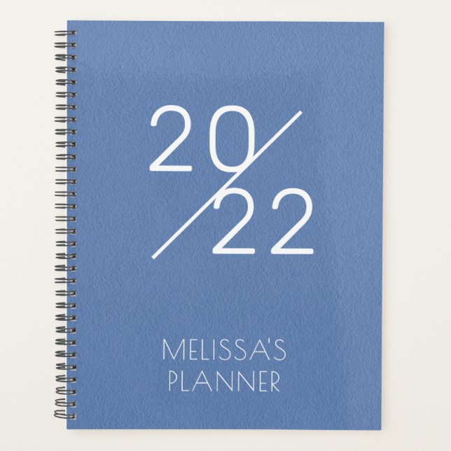 2022 Elegant Blue Personalised Name Planner (Front)